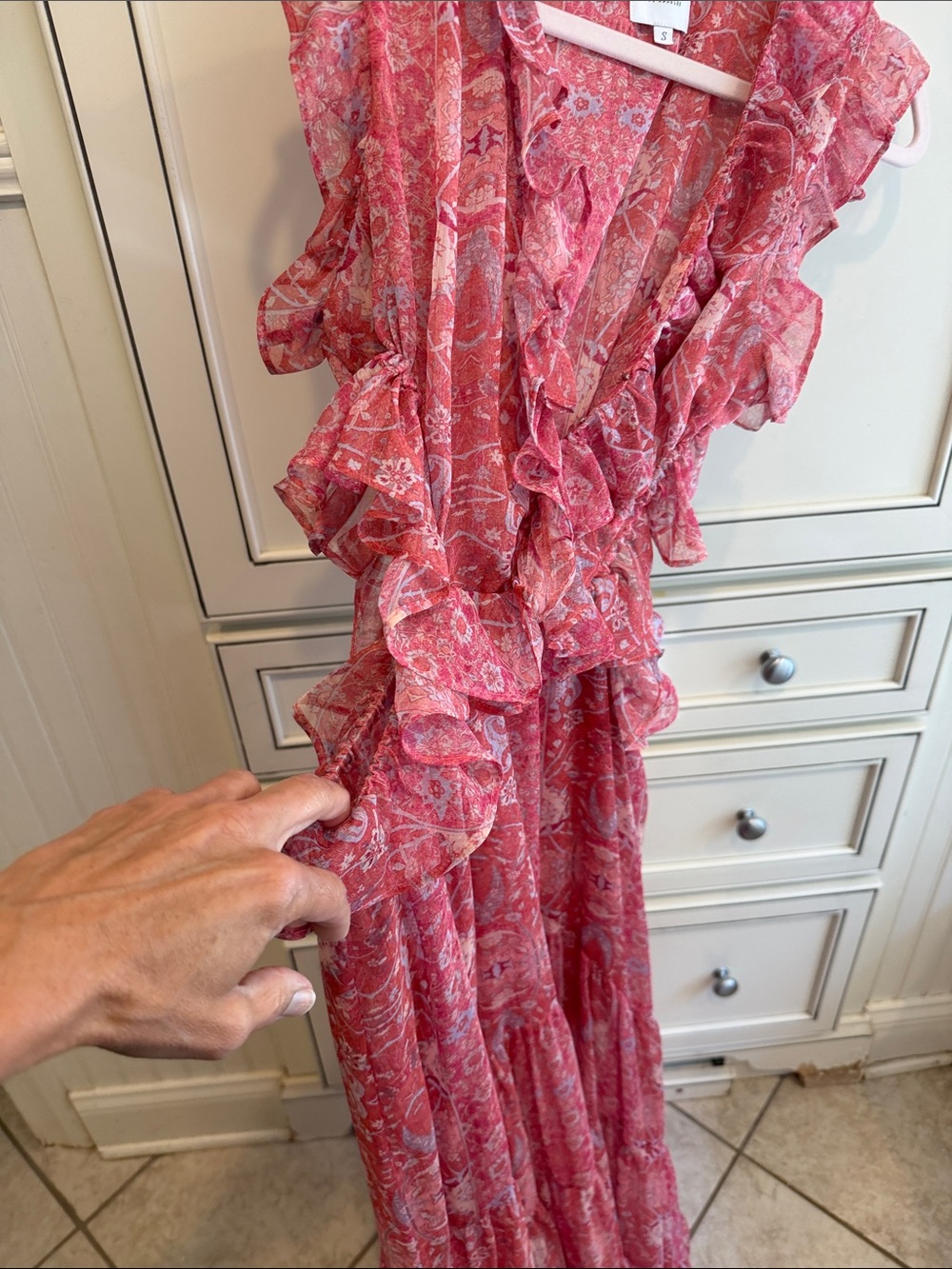 Misa Los Angeles Pink Floral Ruffled Maxi Dress - Picture 8 of 14